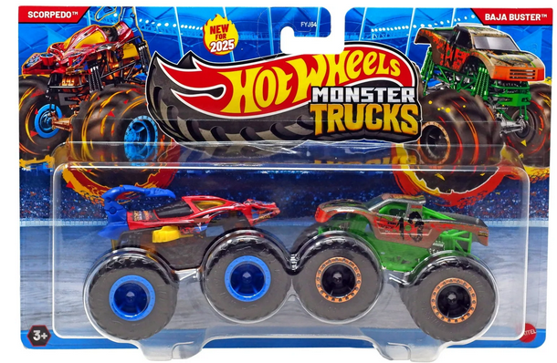 Hot Wheels Monster Trucks Scorpedo Vs Baja Buster Diecast Car 2-Pack