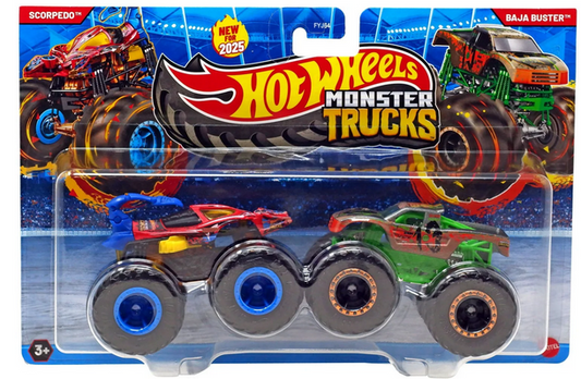 Hot Wheels Monster Trucks Scorpedo Vs Baja Buster Diecast Car 2-Pack