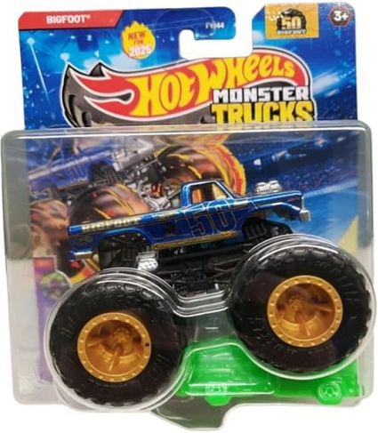 Hot Wheels Monster Trucks Bigfoot 50th Anniversary [Blue & Gold], Leading Legends 3/7, Diecast Vehicle