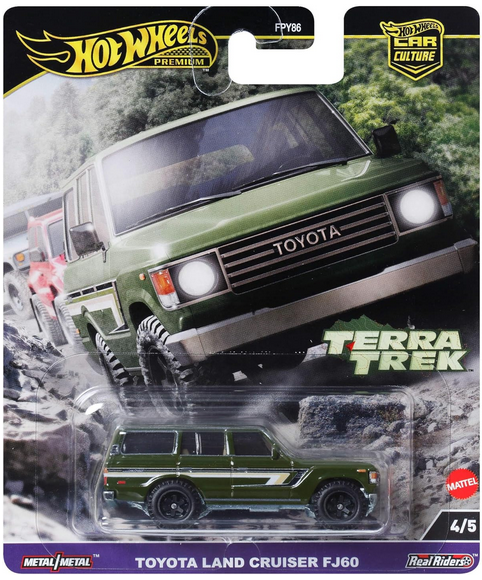 Hot Wheels Premium Car Culture Collectible Toy Car, 1:64 Scale Die-Cast Toyota Landcruiser FJ60, Terra Trek Vehicle with Real Riders Tires