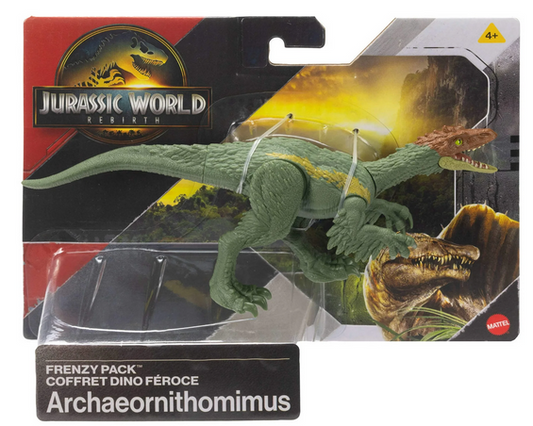 Jurassic World Rebirth Frenzy Pack Archaeornithomimus Dinosaur Figure, Authentic Toy, Digital Play
