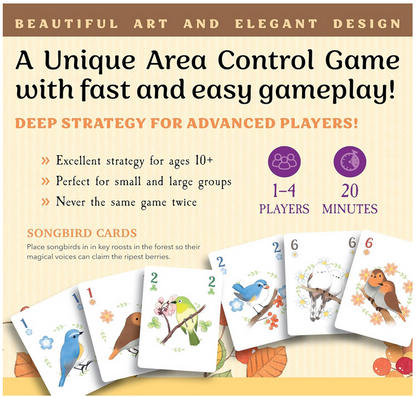 Songbirds Card Game - Fun Family Board Game for 1-4 Players - Easy to Learn Featuring Bird Art