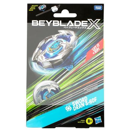 Beyblade X Sword Dran 3-60F Starter Pack Set with Attack Type Battling Top & Launcher, Ages 8+