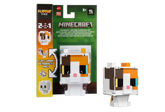 Minecraft Flippin’ Figs Calico Cat Action Figure 2-in-1 Fidget Play