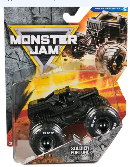 Monster Jam, Official Soldier Fortune Black Monster Truck, Die-Cast Vehicle, 1:64 Scale, Kids Toys for Boys Ages 3 and up
