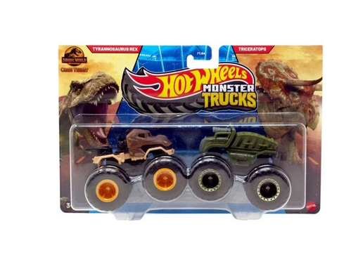 Hot Wheels Demolition Doubles Tyrannosaurus Rex & Triceratops Diecast Car 2-Pack