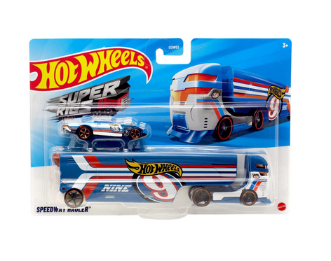 Hot Wheels Super Rigs Car and Truck Play Vehicles, Diecast Speedway Hauler