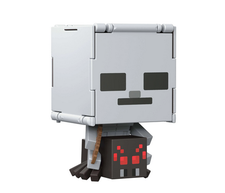 Minecraft Flippin’ Figs Figures, 2-in-1 Fidget Play, 3.75-inch Scale Spider Jockey & Spider