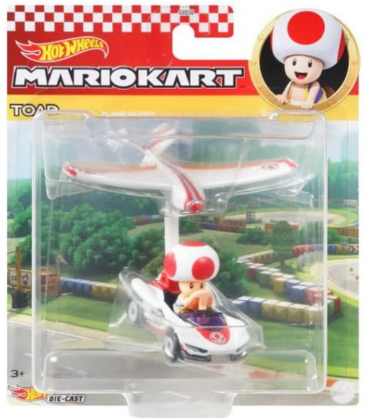 Hot Wheels Mario Kart Toad Character Car with Glider