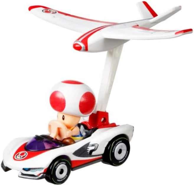 Hot Wheels Mario Kart Toad Character Car with Glider