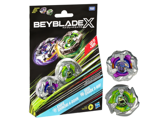 Beyblade X Knife Shinobi 4-80HN and Keel Shark 3-80F