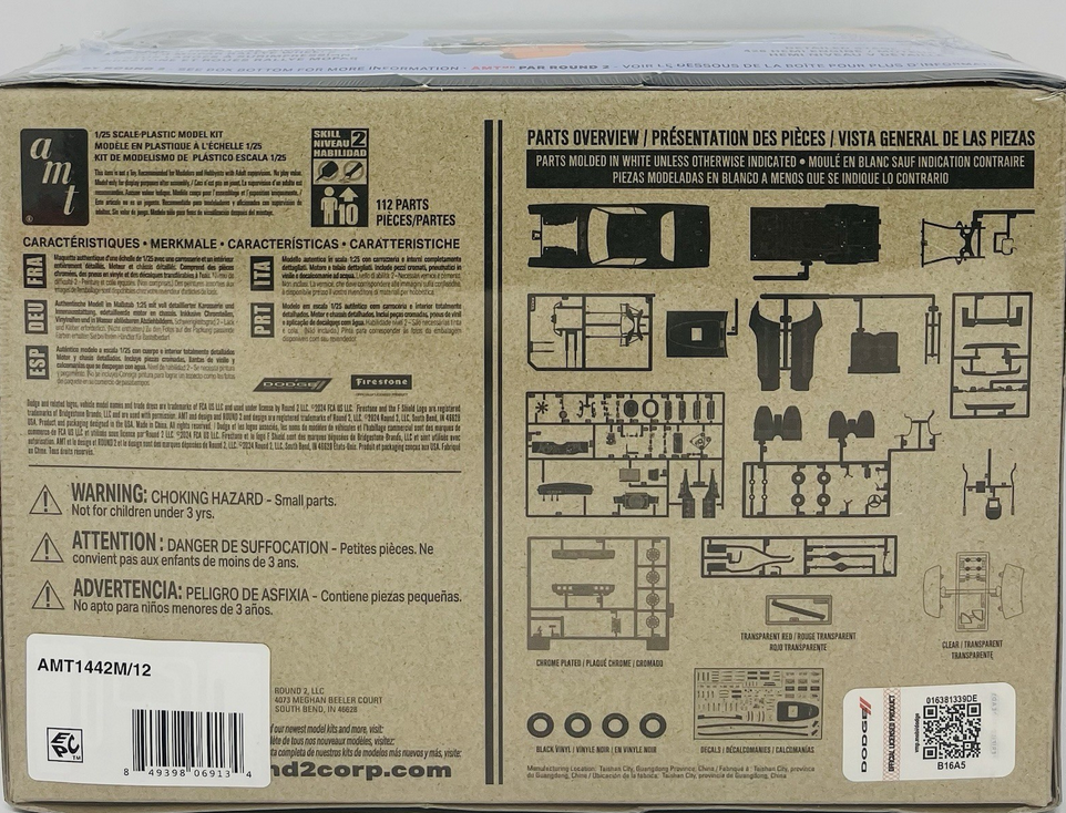 AMT 1/25 1971 Dodge Hemi Charger R/T Plastic Model Kit Sealed
