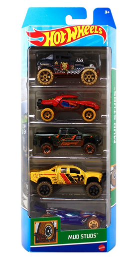 Hot Wheels Mud Studs Play Vehicle, 3+ Yrs, Silver, 5 Pack