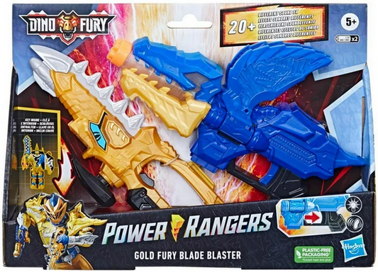 Power Rangers Dino Fury Gold Fury Blade Blaster Superhero Costume Accessory, Kids 5 and Up