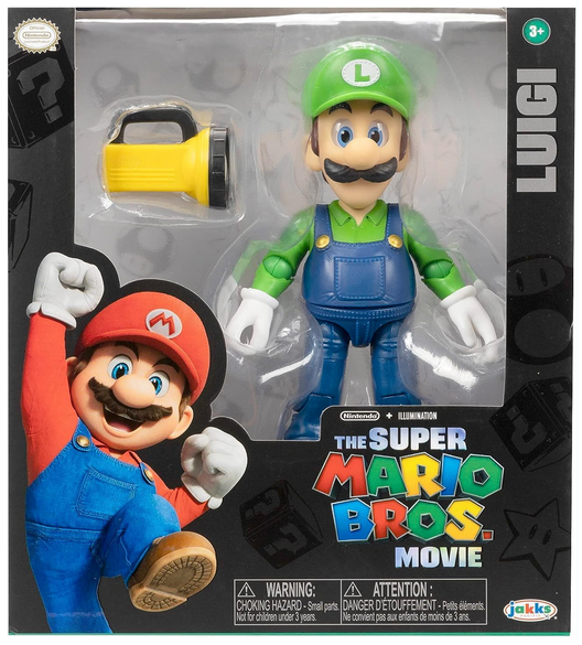 THE SUPER MARIO BROS. MOVIE - 5 Inch Action Figures Series 1 – Luigi Figure with Flashlight Accessory