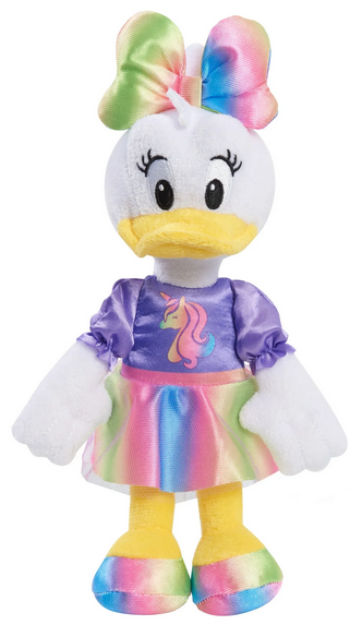 Disney Junior Minnie Mouse 8-inch Small Unicorn Daisy Beanbag Plush, Daisy Duck In Purple and Rainbow Unicorn Dress, Stuffed Animal, Kids Toys for Ages 2 up