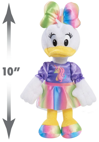 Disney Junior Minnie Mouse 8-inch Small Unicorn Daisy Beanbag Plush, Daisy Duck In Purple and Rainbow Unicorn Dress, Stuffed Animal, Kids Toys for Ages 2 up