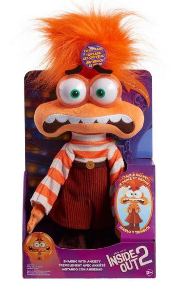Disney and Pixar Inside Out 2 Shaking with Anxiety Feature Plush, Kids Toys for Ages 3 up