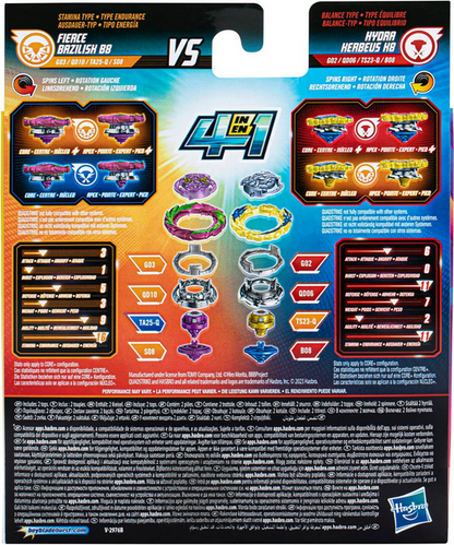 eyblade Burst QuadStrike Fierce Bazilisk B8 and Hydra Kerbeus K8 Spinning Top Dual Pack, 2 Battling Game Top Toy for Kids Ages 8 and Up