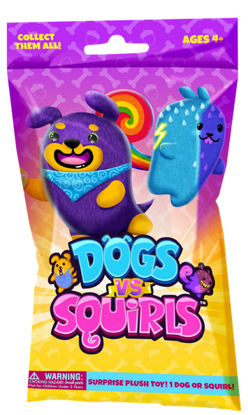 Dogs vs Squirls - Mystery Bag - 1pk - 4" Super-Soft & Bean-Filled Plush! Gold Wave
