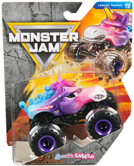 Monster Jam, Official Sparkle Smash Monster Truck, Die-Cast Vehicle, 1:64 Scale, Kids Toys for Boys Ages 3 and up