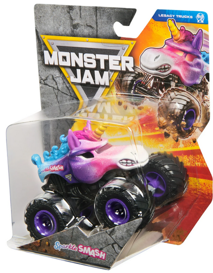 Monster Jam, Official Sparkle Smash Monster Truck, Die-Cast Vehicle, 1:64 Scale, Kids Toys for Boys Ages 3 and up