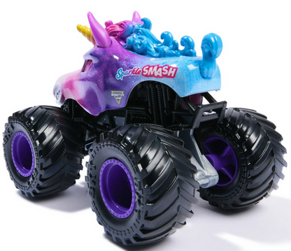 Monster Jam, Official Sparkle Smash Monster Truck, Die-Cast Vehicle, 1:64 Scale, Kids Toys for Boys Ages 3 and up