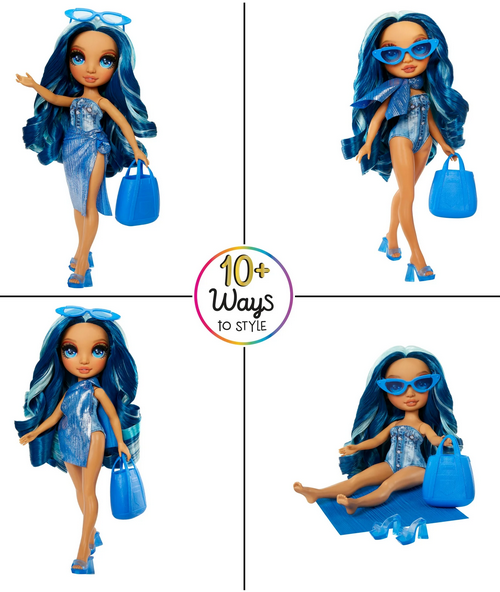 Rainbow High Swim & Style Skyler, Blue 11” Doll, Ages 4-12