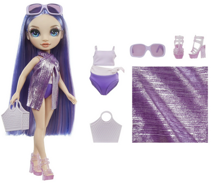 Rainbow High Swim & Style Violet, Purple 11” Doll, Ages 4-12