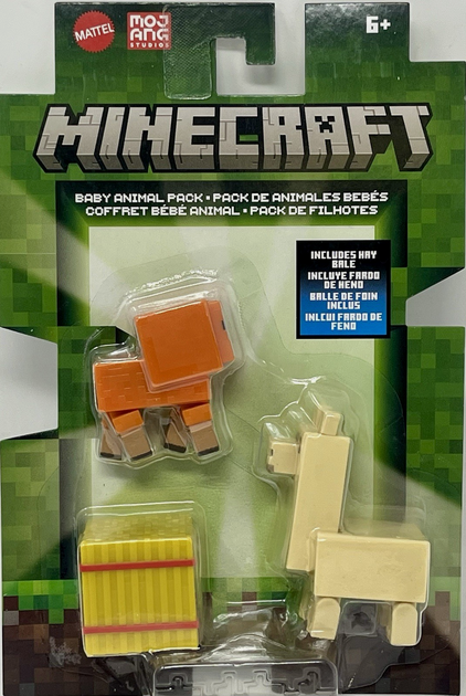 Minecraft BABY ANIMAL PACK Sheep & Llama Build-a-Portal Figures w/ Hay Bale