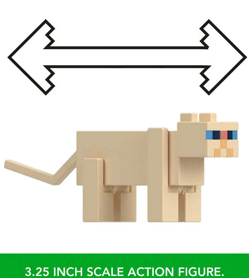 Minecraft Persian Cat with Bed & Raw Salmon Action Figures & Accessories Collection, 3.25-inch Scale & Pixelated Design
