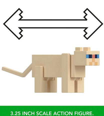 Minecraft Persian Cat with Bed & Raw Salmon Action Figures & Accessories Collection, 3.25-inch Scale & Pixelated Design