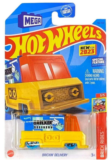 Hot Wheels Blu/Ylw Brickin Delivery 58/250 Brick Rides 3/5