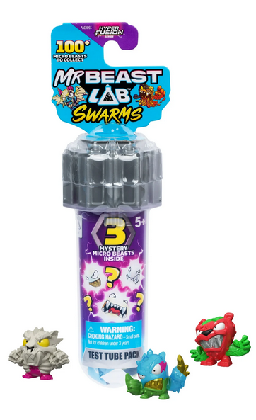 MrBeast Lab Swarms Hyper Fusion Series 3 Pack Test Tube, Styles Vary, Collect 100+, Ages 5+