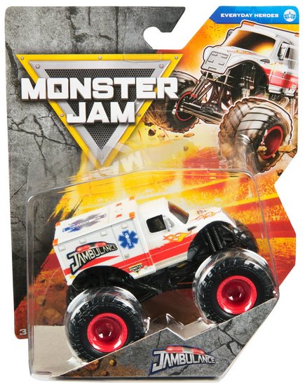 Monster Jam, Official Jambulance Monster Truck, Die-Cast Vehicle, 1:64 Scale, Kids Toys for Boys Ages 3 and up