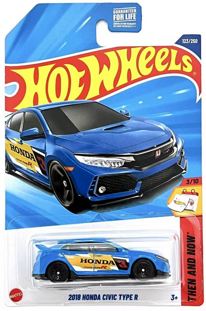 Hot Wheels 2018 Honda Civic Typer R Blue Then and Now New 2025
