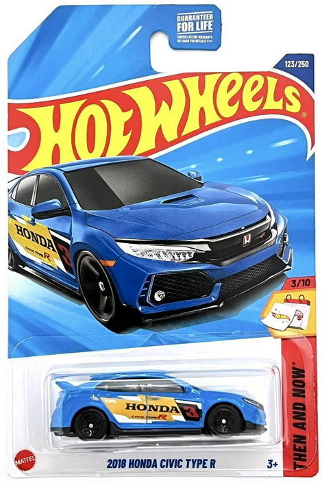 Hot Wheels 2018 Honda Civic Typer R Blue Then and Now New 2025