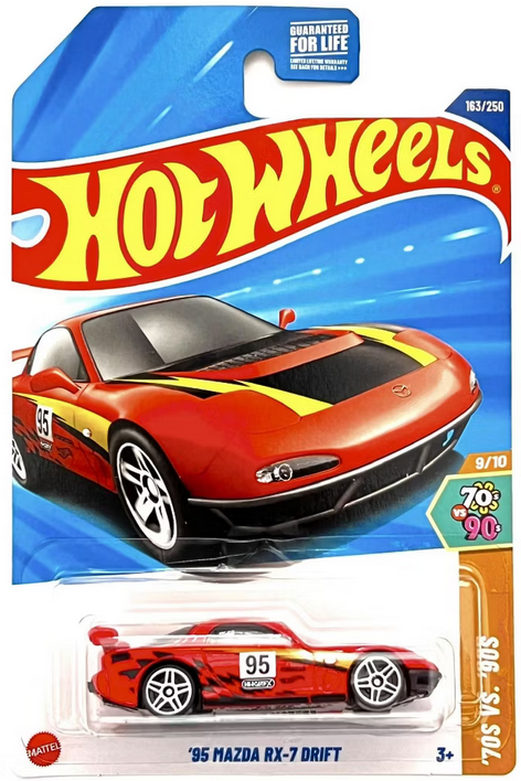 Hot Wheels 1995 Mazda RX-7 Drift Red 163/250 '70 VS '90 9/10