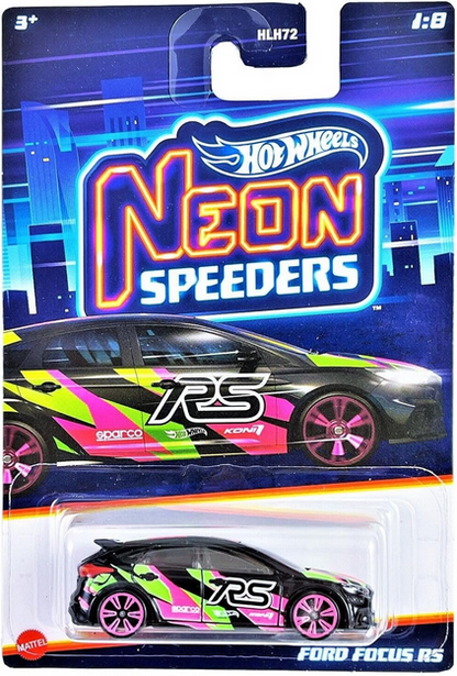 Hot Wheels Neon Speeders Ford Focus RS 1/8 1:64 Scale  Diecast