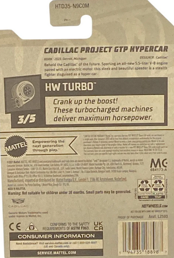 Hot Wheels Cadillac Project GTP Hypercar Blue 123/250 Diecast 1/64