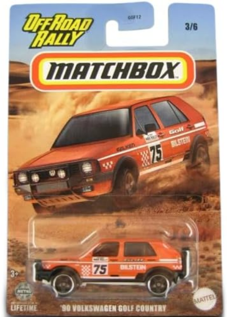 Matchbox Off Road Rally 3/6, '90 Volkswagen Golf Country, Orange, 1:64 Scale Diecast