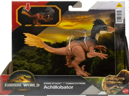 Jurassic World Rebirth Strike Attack Achillobator Dinosaur, Single Strike Action