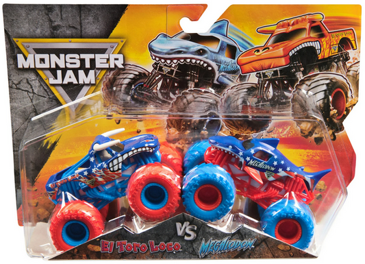 Monster Jam, El Toro Loco Vs. Megalodon Die-Cast 1:64 Scale Monster Trucks, Boys and Girls Ages 3 and up