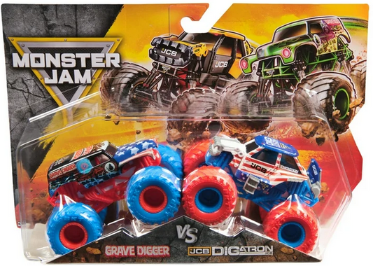 Monster Jam, Grave Digger Vs. Digatron Die-Cast 1:64 Scale Monster Trucks, Boys and Girls Ages 3 and up