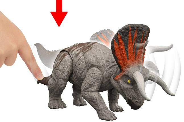 Jurassic World Rebirth Zuniceratops Strike Attack Dinosaur Toy with Single Strike Action, Authentic & Posable