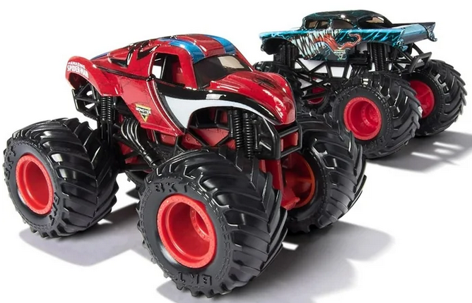 Monster Jam Marvel Venom vs Spider-Man Die-Cast Trucks Series 4, 1:64 Scale