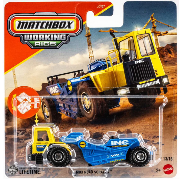 Matchbox Working Rigs MBX Road Scraper Diecast Vehicle [Blue]