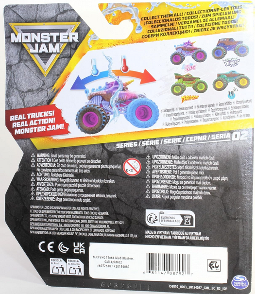 Monster Jam Mud Blasters Sparkle Smash Color Change Series 2 1:64 Scale Diecast Monster Truck Sparkle Smash