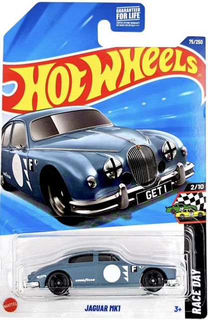 Hot Wheels Jaguar MK1 Gray/Blue 75/250 Race Day 2/10