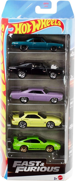 Hot Wheels Fast & Furious Toy Cars, Set of 5 1:64 Scale Die-Cast